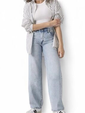 Levi's PREMIUM Ribcage Straight Ankle Linen Blend BIG E Blue Jeans Women W31 L27